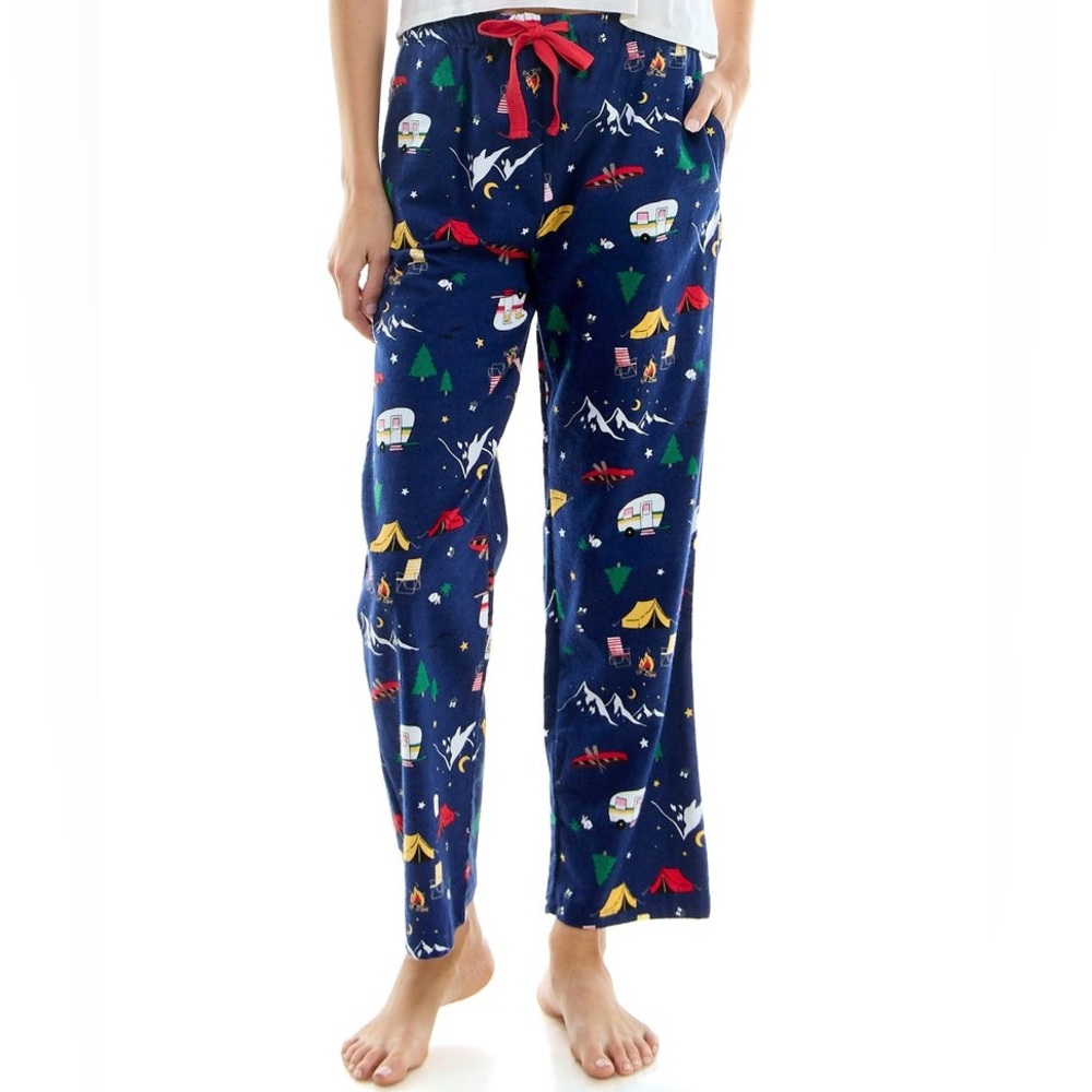 NWT Derek Heart Woman's Flannel Pajama Pants Camping Print Size Medium